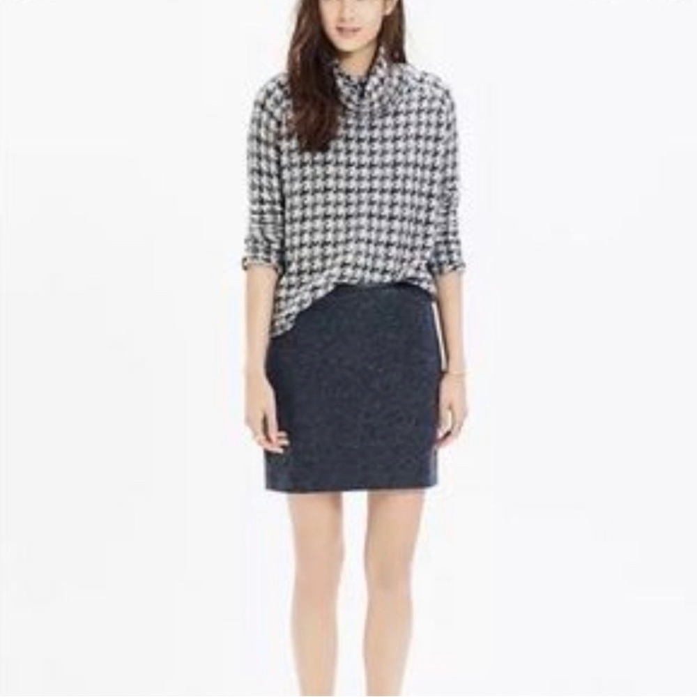 Madewell Gamine Wool Blend Leather Trim Fully Lined Dark Gray Mini Skirt Size  0